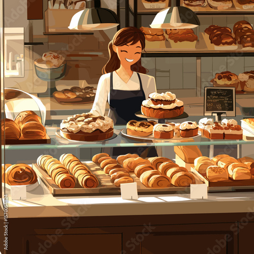 Delightful Bakery Display with Pastries