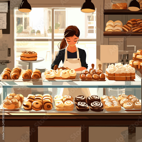 Delightful Bakery Display with Pastries