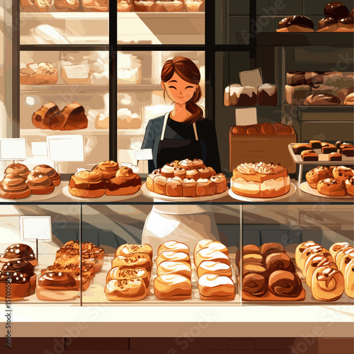 Delightful Bakery Display with Pastries