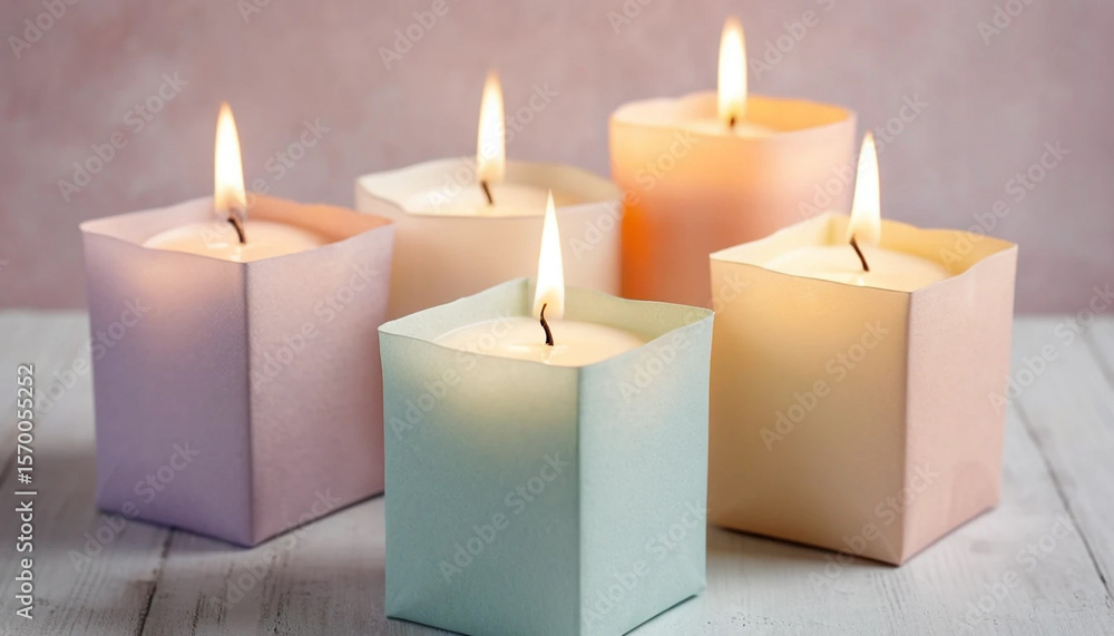 Candle glow in pastel gift boxes Candle glow in pastel gift boxes