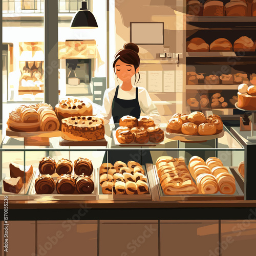 Delightful Bakery Display with Pastries
