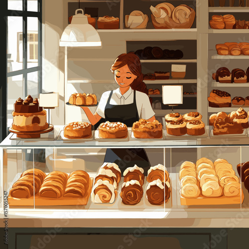 Delightful Bakery Display with Pastries