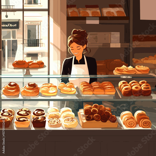 Delightful Bakery Display with Pastries