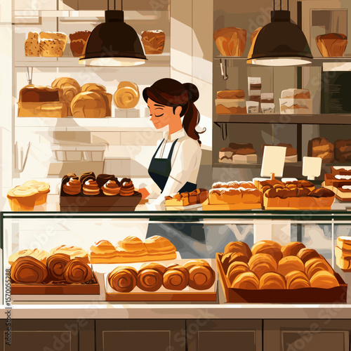 Delightful Bakery Display with Pastries