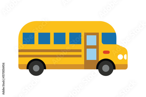 A school bus yellow color vector art illustration