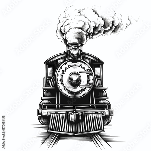 Vintage steam locomotive illustration