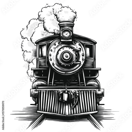 Vintage steam locomotive illustration