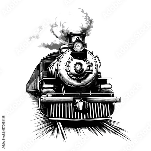 Vintage steam locomotive illustration