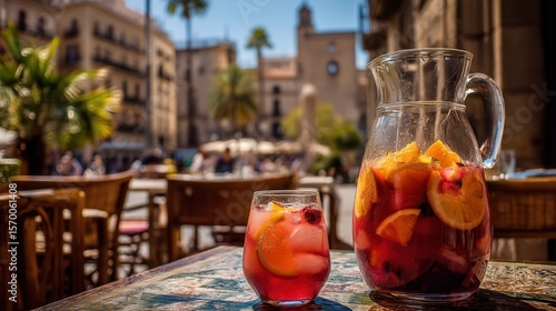 Sangria on a terrace in barcelona