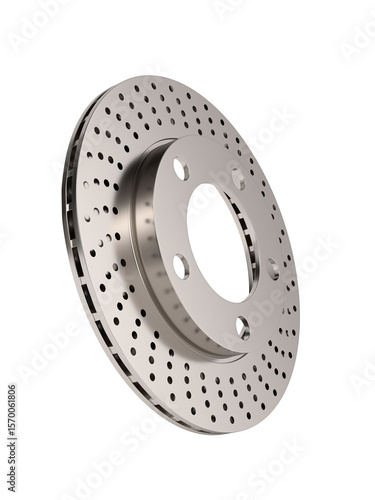 Brake disc on white background. Isolated 3D illustration