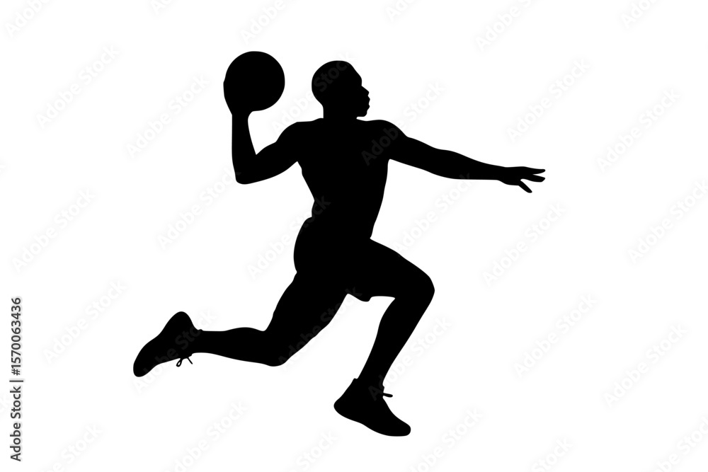 Dynamic Silhouette of a Basketball Player in Motion Dynamic Silhouette of a Basketball Player in Motion