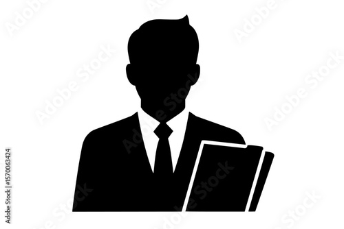 Businessman Silhouette Holding Documents