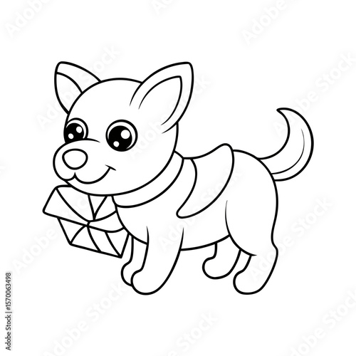 Printable Puppy Delivering Candy Outline