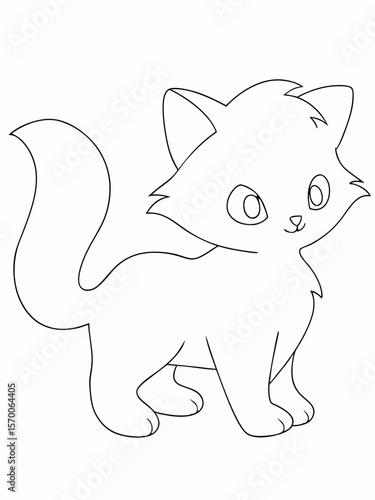 Fluffy kitten outline animal drawing