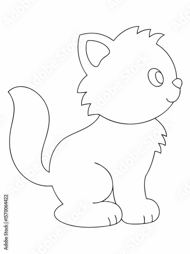 Fluffy kitten outline animal drawing