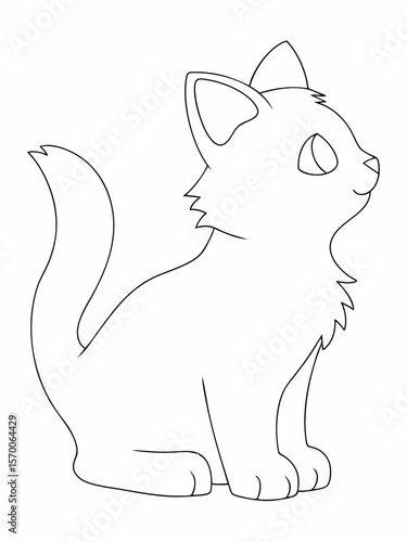 Fluffy kitten outline animal drawing