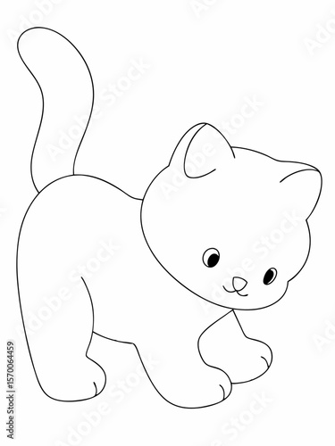 Fluffy kitten outline animal