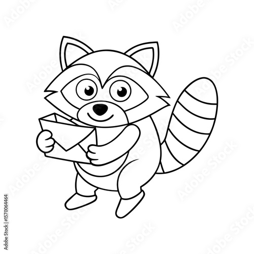 Printable Raccoon Delivering Candy Outline