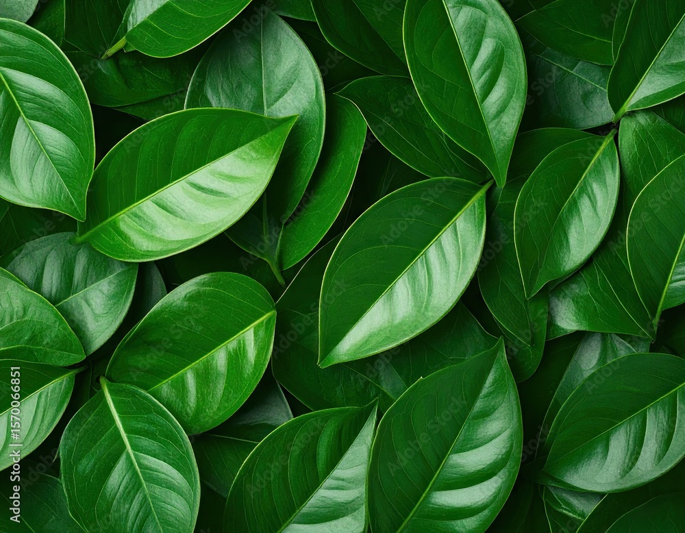 Fototapeta premium Lush green leaves densely packed