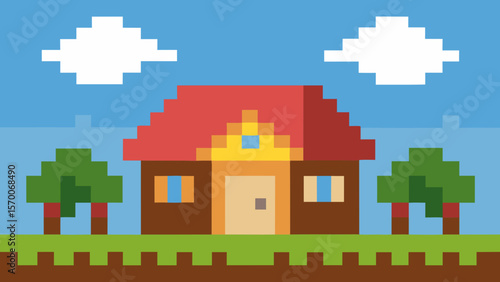 Colorful cubist city houses: vector illustration of a playful town design