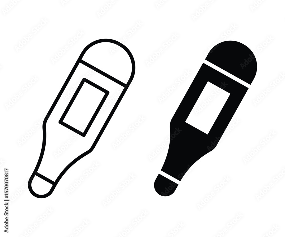 Digital thermometer line icons in thin line vector style. digital thermometer, typically used to measure body temperature. Digital thermometer line icons in thin line vector style. digital thermometer, typically used to measure body temperature.
