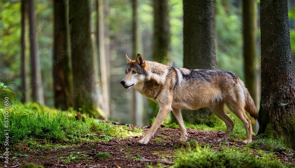 majestic wolf roaming wild untamed forest majestic wolf roaming wild untamed forest