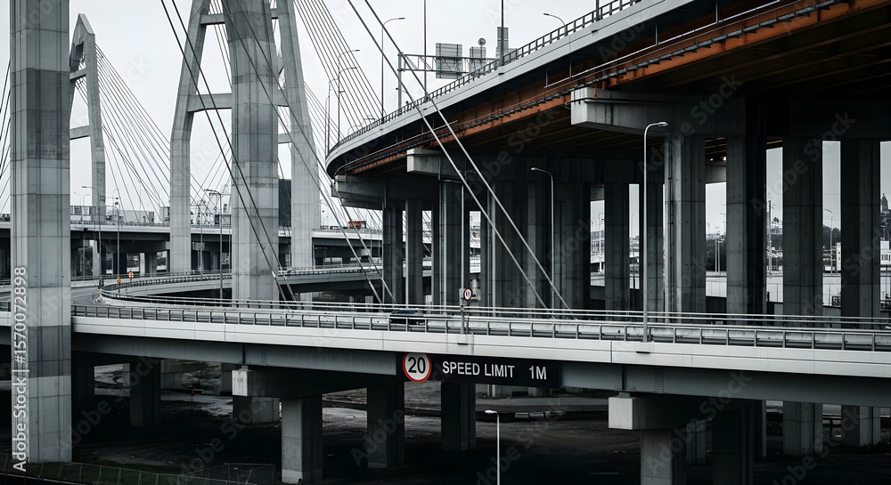 Complex Urban Infrastructure Featuring Elevated Roads and Cable Stayed Bridges Complex Urban Infrastructure Featuring Elevated Roads and Cable Stayed Bridges