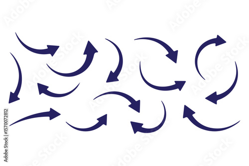 Dual sided arrow vector, icon, silhouette design. Semicircular curved thin, long double ended arrow vector design for website, app and logo design. Vector illustration of duel side