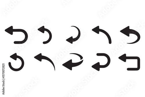 Dual sided arrow vector, icon, silhouette design. Semicircular curved thin, long double ended arrow vector design for website, app and logo design. Vector illustration of duel side