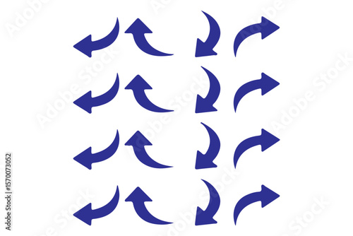 Dual sided arrow vector, icon, silhouette design. Semicircular curved thin, long double ended arrow vector design for website, app and logo design. Vector illustration of duel side