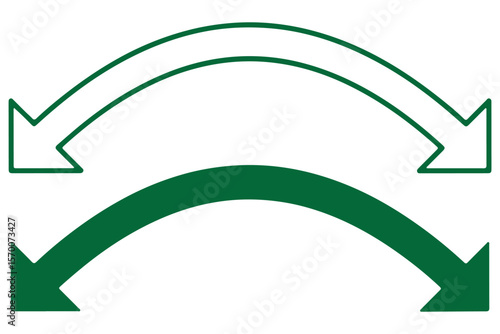 Dual sided arrow vector, icon, silhouette design. Semicircular curved thin, long double ended arrow vector design for website, app and logo design. Vector illustration of duel side