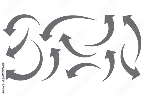 Dual sided arrow vector, icon, silhouette design. Semicircular curved thin, long double ended arrow vector design for website, app and logo design. Vector illustration of duel side