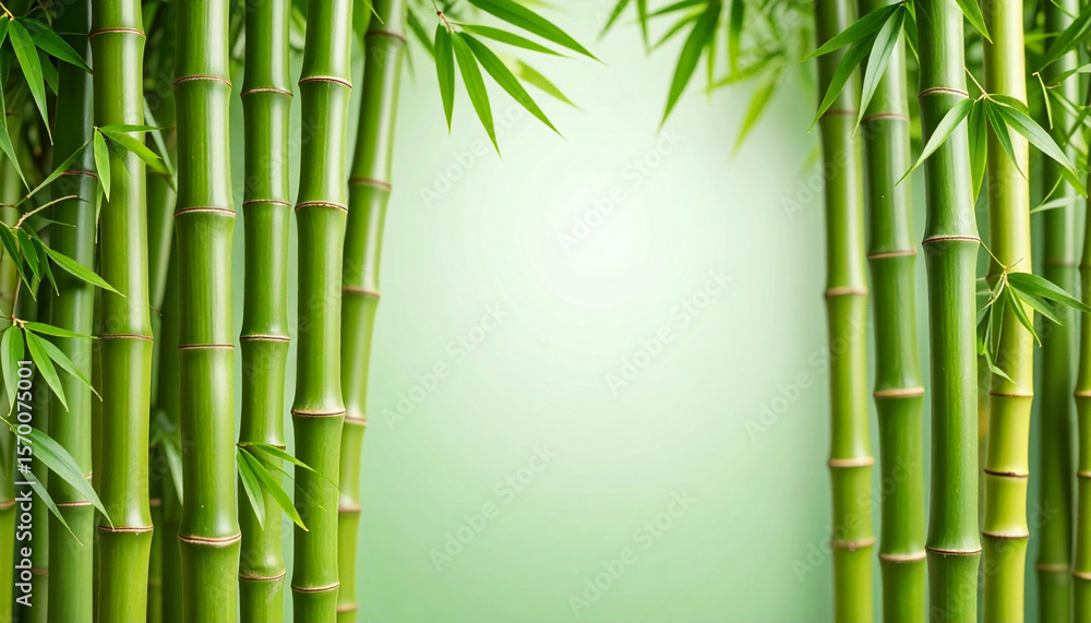 Fototapeta premium Sunlight filtering through a vibrant green bamboo forest