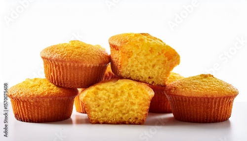 cornbread muffins with a golden crust ideal for a savory snack isolated on white background copy space