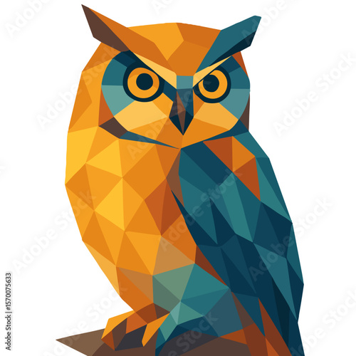 Polygonal geometric owl illustration for Knowledge Day or back to school concept