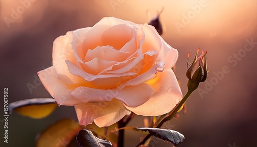 delicate petals unfurling in soft hues as spring warmth bathes a lovely rose in early morning light generative ai