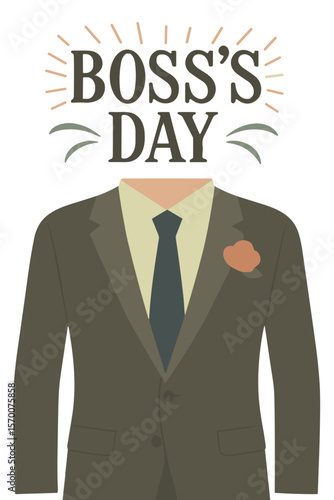 Boss's Day greeting card with elegant male suit and flower boutonniere