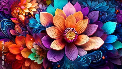 floral fantasy a vibrant tapestry of abstract flowers bursts with color inviting a sense of joy and imagination featuring vivid hues and organic shapes