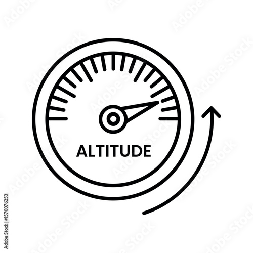 Black and White Altitude Gauge Icon Increasing meter