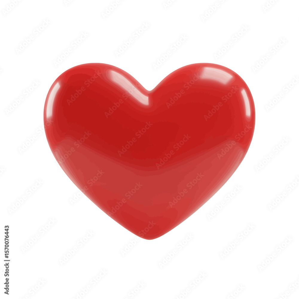 Red Heart 3D Icon Glossy Finish Minimalist Floating Symbol Red Heart 3D Icon Glossy Finish Minimalist Floating Symbol