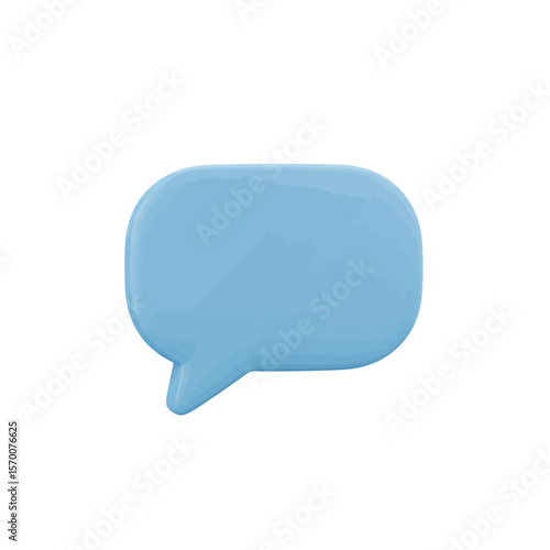 Speech Bubble 3D Icon Soft Blue Color Smooth Rounded Shape Minimalist Style