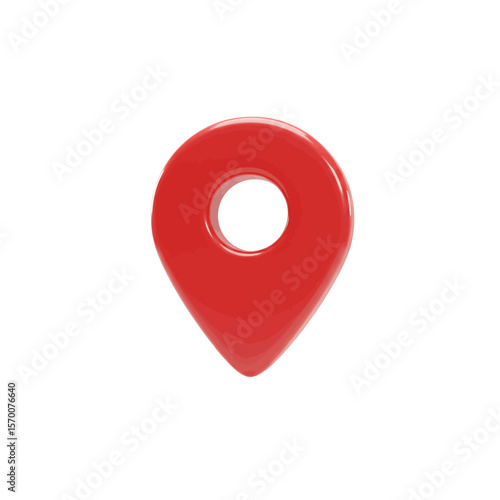 Red Location Pin 3D Icon Glossy Finish Minimalist GPS Symbol