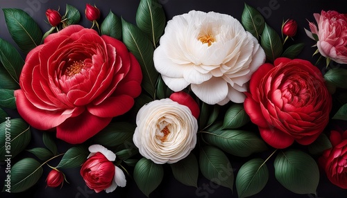 vibrant floral mobile wallpaper red orange white flowers with green leaves on dark background