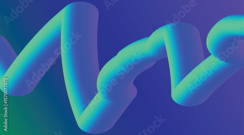 Abstract 3D Blend Flowing Background Green Cyan Gradient Color Design Smooth Art Vector Illustration
