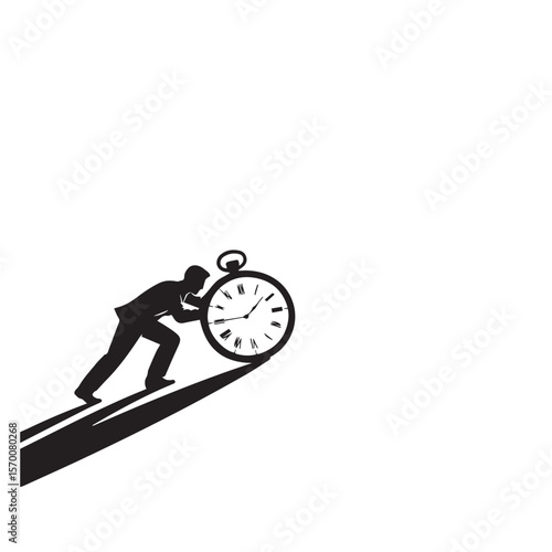 Stressful business hours rush to meet the deadline, a 3D clock illustration symbolizing the countdown of time to go