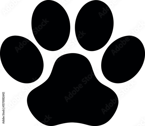 Tiger paw print silhouette icon on transparent background