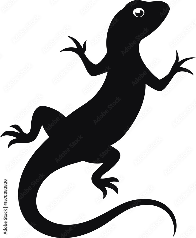 Fototapeta premium Lizard silhouette icon on transparent background