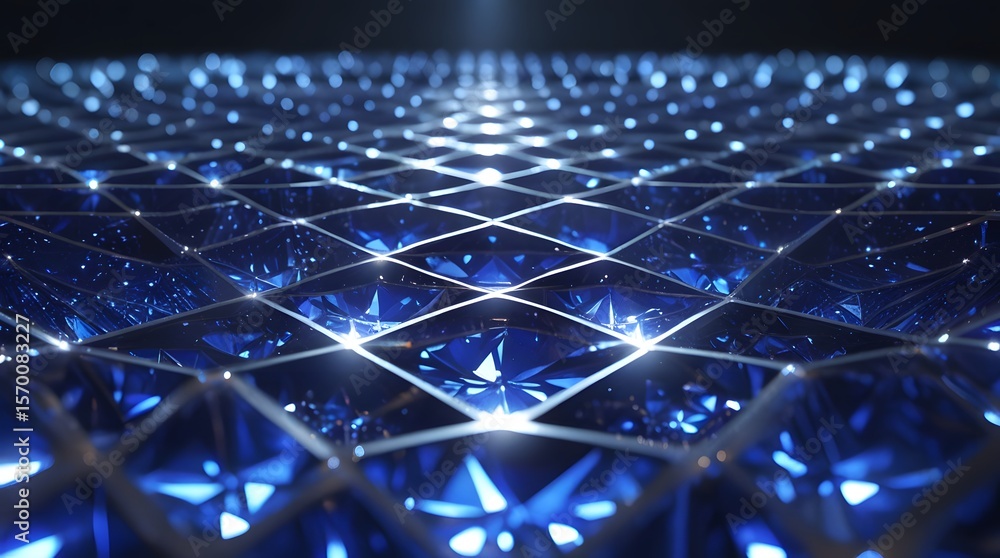 Obraz premium Sapphire Fractal Grid: Infinite Geometric Riches