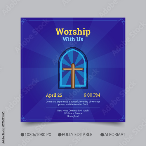Church Worship Service Banner Design Template