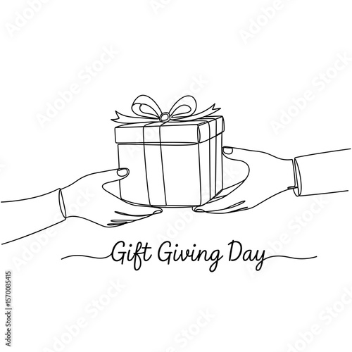 Hands exchanging gift box for gift giving day celebration  